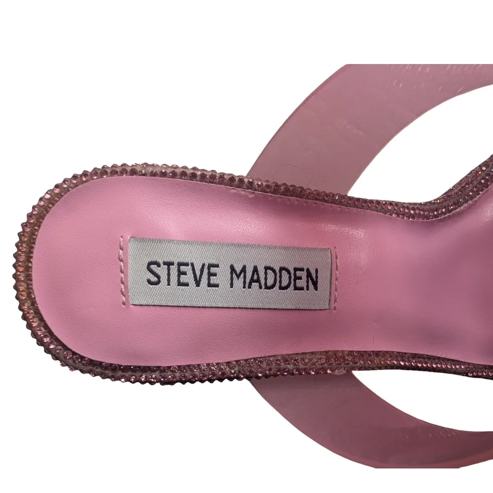 STEVE MADDEN Pending Pink Embellished Translucent Strap Stiletto Sandal Size 8